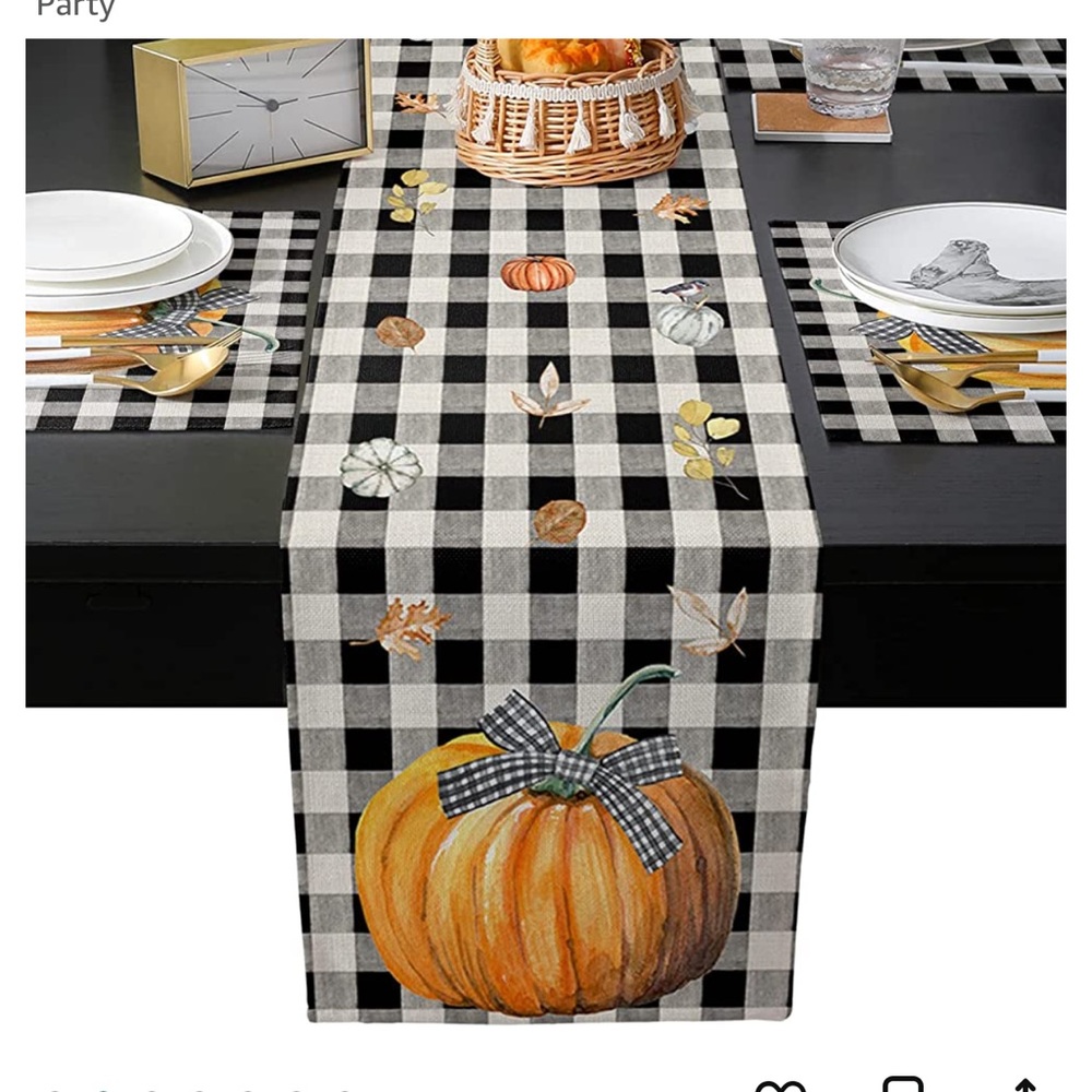 NWT buffalo check pumpkin fall table runner